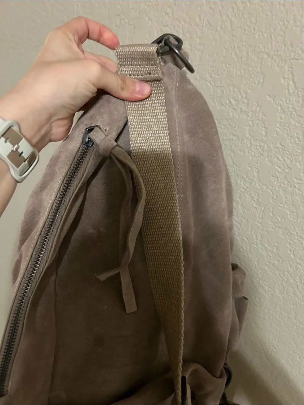 Free People Taupe Suede Sling Backpack